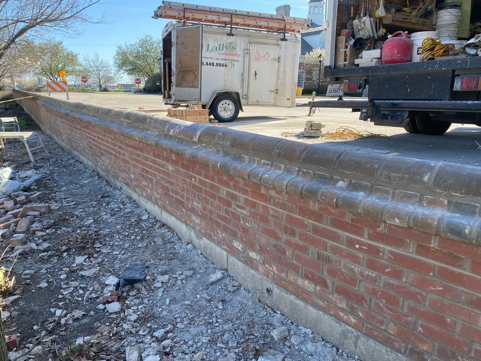 Section of matched replacement brick set into a wall on a home in Elgin, IL